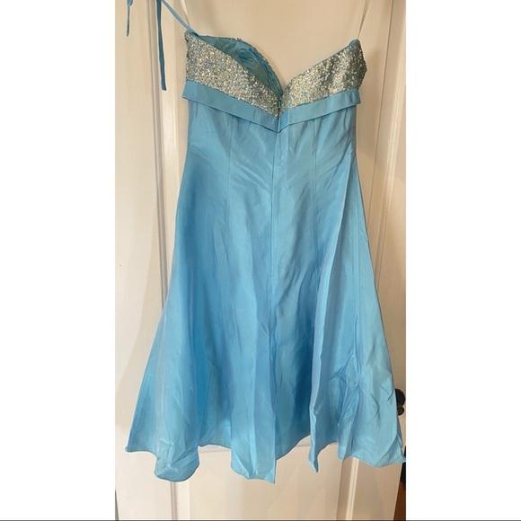 Jovani Strapless Light Blue Dress with Sequins - Picture 3 of 4